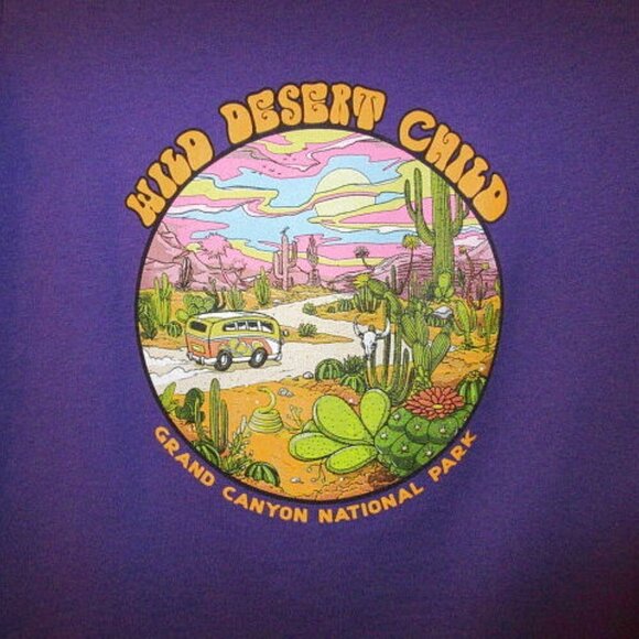 Wild Desert Child T-Shirt Size L Grand Canyon Park Cactus Sunset Road Trip Boho - Picture 2 of 6